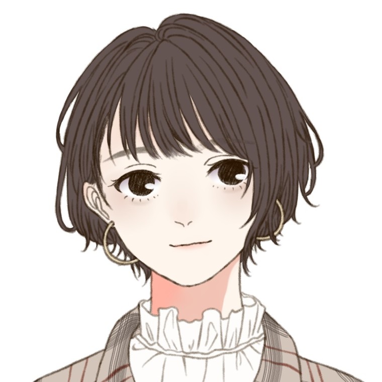 ショートヘアの女性を描いたポートレートイラスト