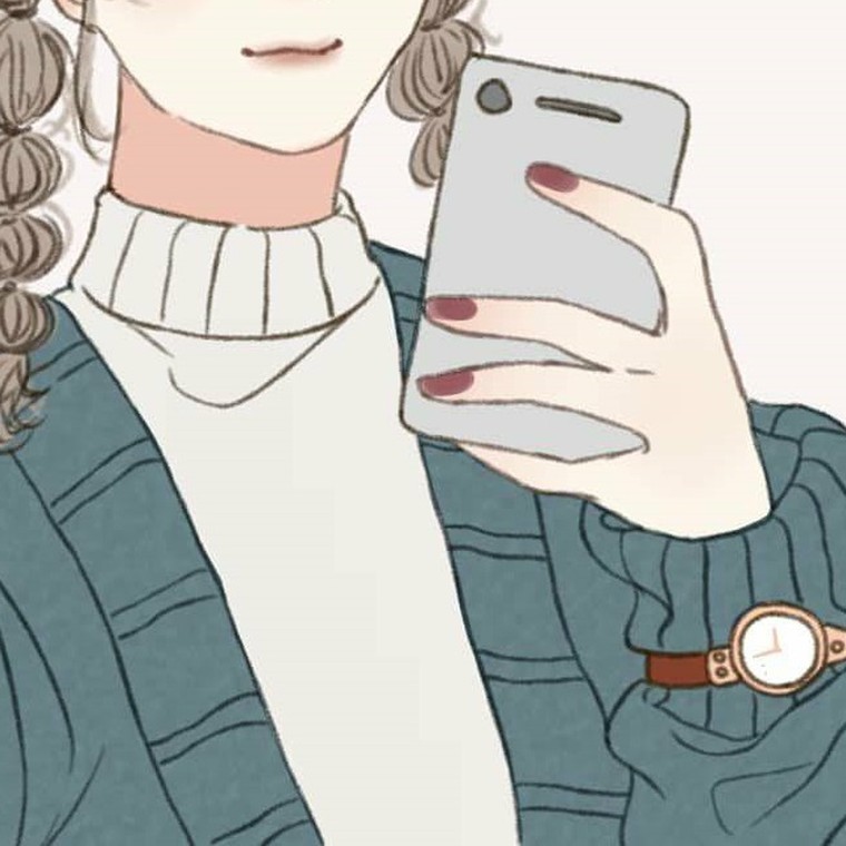 スマートフォンを持つ女性を描いたイラスト